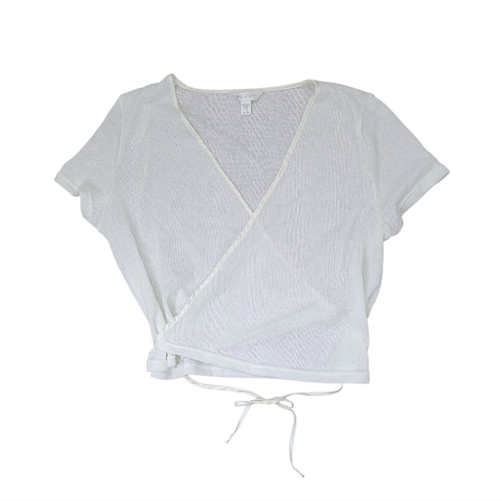 Bali Collection Canada Wrap Top Satin Trim Size Large - Picture 2 of 9